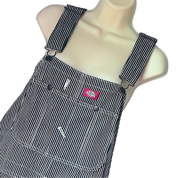 Dickies Bib Overalls Mens Sz 32X32 Blue White Striped Strret Engineer Workwear - Picture 1 of 9